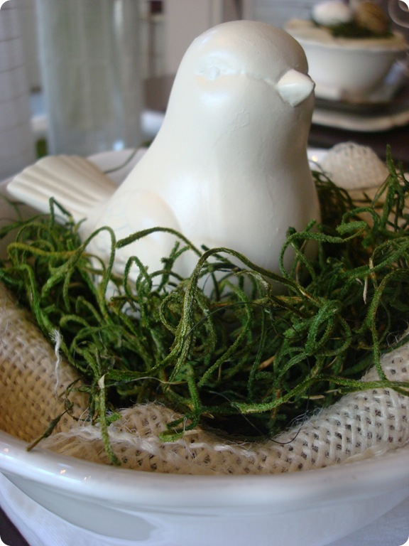 spring burlap and grass bowl